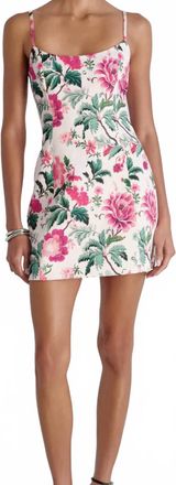 French Connection Christa Floral Satin Mini Dress In Pink Icing Multi