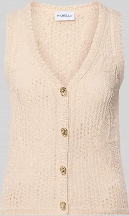 Marella Strickweste mit V-Ausschnitt Modell LASTICE in Weiss, Gr&ouml;&szlig;e XL