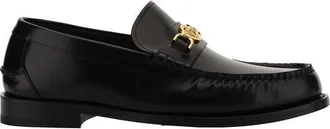 Versace Black Calf Leather Bos Taurus Slip-On Mens Loafers