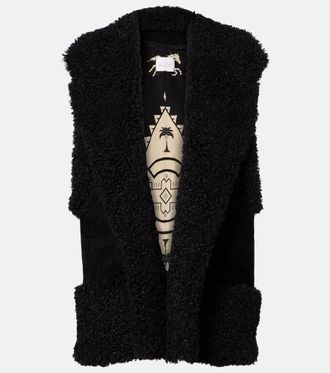 Johanna Ortiz Shearling-trimmed suede vest