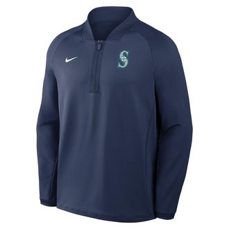 Nike Seattle Mariners Authentic Collection Nike Mens Dri-FIT MLB 1/2-Zip Long-Sleeve Top in Blue | 04H944BMVR-KRR