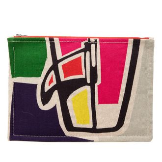 Herm&egrave;s Pre-owned Hermes Toile Flat Waikiki Pouch Ladies 7M759EEL0S2JSYO3