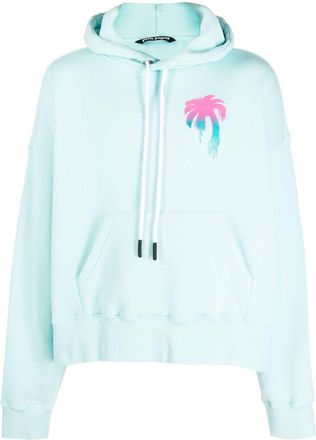 Palm Angels I Love PA print hoodie - men - Cotton - S - Blue