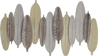 Beliani Beliani - Decoraci&oacute;n De Pared Plumas De Metal Dorado Y Plateado 66 X 37 Cm Estilo Industrial Moderno Antimony