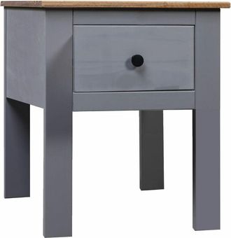 vidaXL Vidaxl - Mesita de noche de madera maciza pino Panamá gris 46x40x57 cm