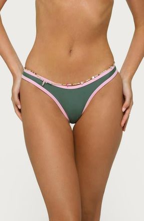 Edikted Dina Contrast Bikini Bottoms in Olive at Nordstrom, Size X-Small