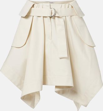 Loewe Minifalda asim&eacute;trica de gabardina de algod&oacute;n y seda