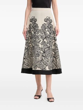 Luisa Spagnoli Gonna midi a fiori - Toni neutri