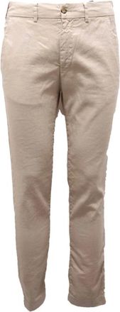 Cruna Broeken, Heren, Beige, S, Linnen, Linnen blend broek, gemaakt in Italië