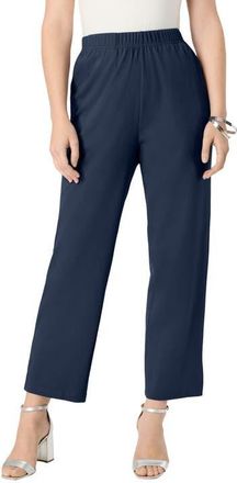 Roaman's Soft Knit Straight Leg Capri Pant in Navy at Nordstrom, Size Medium