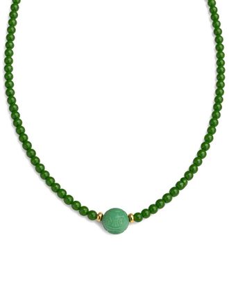 Jewelmak 14K Green Jade Necklace