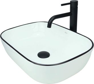 OEM Lavabo Sobre Encimera Gtm Design 46 Cm - Lavabo Moderno Brillante Sin Orificio Para Grifer&iacute;a - Elegante Lavabo Sobre Encimera Ovalado Para Ba&ntilde;os Y Ase