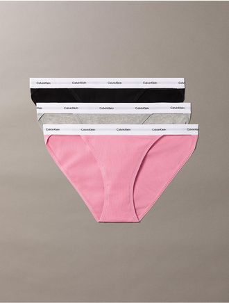 Calvin Klein Womens Cotton Stretch Rib 3-Pack String Bikini - Multi - XL
