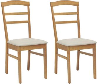 vidaXL Silla De Comedor 2 Pcs Natural Y Claro Madera De Caucho S&oacute;lido Vidaxl