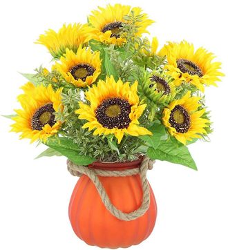 Creative Displays Inc. Modern Fall Arrangement With Sunflowers & Tea Leaves