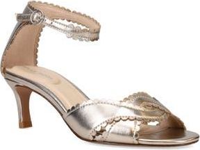 Pelle Moda Umelo Kitten Heel Ankle Strap Sandal in Platinum Gold at Nordstrom Rack, Size 6.5