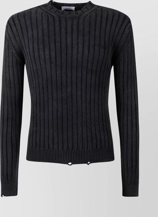 Off-white knitted crew neck long sleeve ribbed sweater