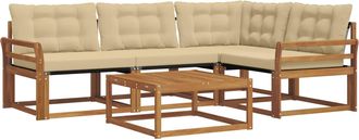 vidaXL Conjunto De Sof&aacute;s De Exterior 5 Uds. Natural Y Beige Vidaxl