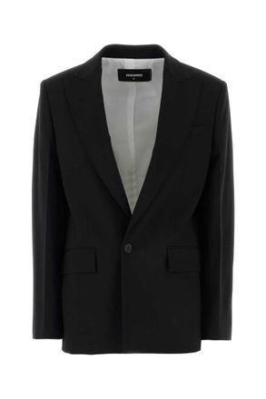 Dsquared2 Black Solid Shawl Lapel Jacket