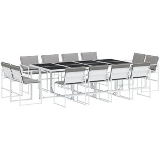 vidaXL Juego De Comedor De Jard&iacute;n 13 Pzas Con Cojines Textilene Blanco Vidaxl