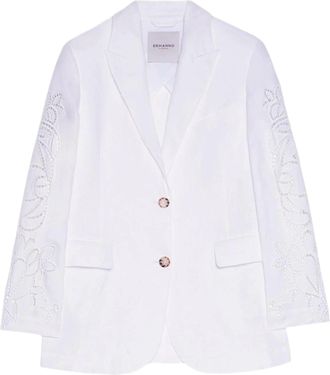 Ermanno Scervino Single-Breasted Linen Blazer With San Gallo Embroidery