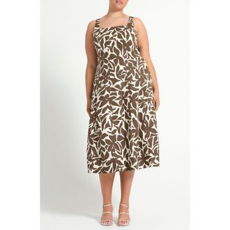 Estelle Sylvia Print Sleeveless MIdi Dress in Willowflora at Nordstrom, Size 20W
