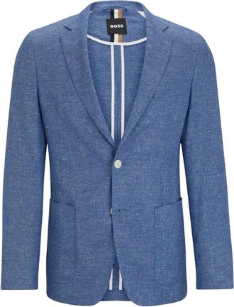 HUGO BOSS Slim-fit blazer - Heren - Blazers - Blauw - XL - Linnen - Jassen