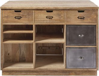 Maisons du monde Isla central de mango macizo y metal gris