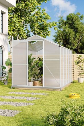 Living and Home Aluminium Hobby Greenhouse with Base and Window Opening