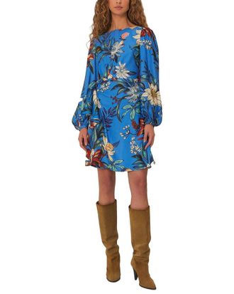 Farm Rio Farm Rio Surreal Flowers Blue Wrap Mini Dress