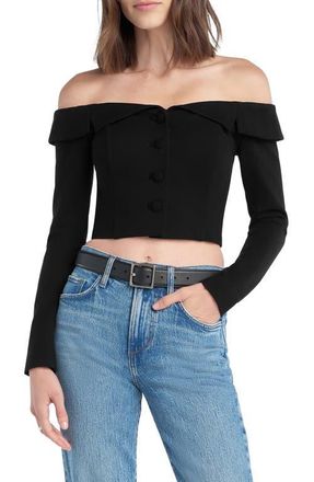 Favorite Daughter The Revenge Off the Shoulder Crop Top in Black at Nordstrom, Size 12