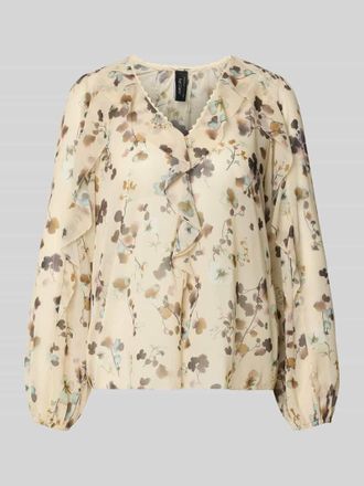 Marc Cain Bluse im Allover-Look mit Volants in Sand, Gr&ouml;&szlig;e 36
