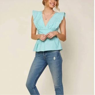 Skies Are Blue Clothing V-Neck Tank In Green