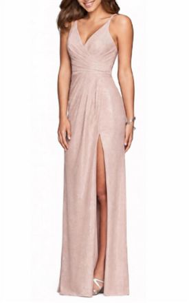 Faviana Jersey Deep V-Neck Dress In Light Pink