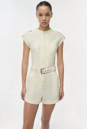 SIMKHAI Tinka Belted Romper In Ecru