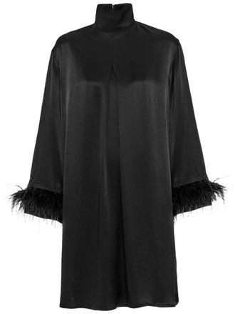 Sleeper feather-trim minidress - women - Viscose/Ostrich Feather - S - Black