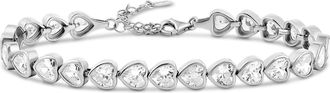 SHYMI Bezel-Set Emerald Shape Tennis Statement Bracelet -.925 Sterling Silver, 14K Gold-Plated, Rhodium Plated, Size 6 with 2 Extender, Day to Night