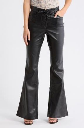 AFRM Astrid High Rise Lace Up Flare Pants in Noir at Nordstrom Rack, Size 25