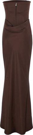 Rotate Womens Long Sleeveless Dress Brown Polyester