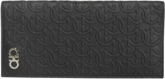 Ferragamo Gancini Black Leather Long Wallet (Bi-Fold) (Pre-Owned)