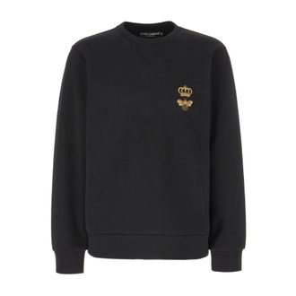 Dolce & Gabbana Black Bee Embroidered Crew Neck Jumper - male - Dolce & Gabbana - Sweatshirts - Black - S - Sweatshirts & Hoodies