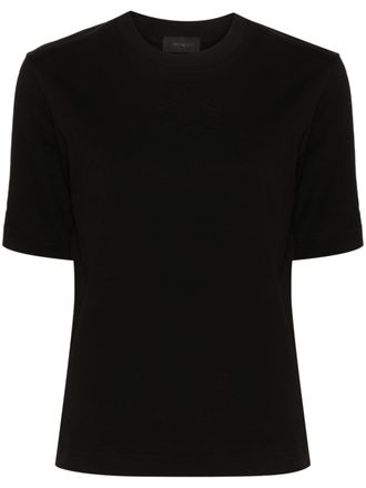 Moncler Katoenen T-shirt met logo-reli&euml;f - Bruin