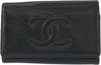 Chanel Pre-owned Leren Coco Mark Sleutelhoes - Dames - Vintage Accessoires - Zwart - ONE Size - Leer - Vintage