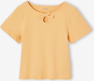 Vertbaudet T?Shirt M&auml;dchen mit Zierschleife am Hals gelb