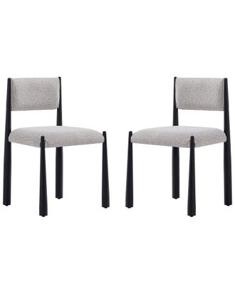 Manhattan Comfort Set Of 2 Lennor Metal Boucle Side Chairs
