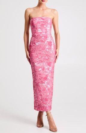 Helsi Leslie Pattern Sequin Strapless Gown in Rose Pink at Nordstrom, Size Small