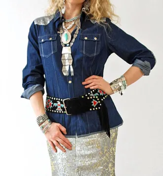 Tasha Polizzi Roxy Denim Shirt In Blue