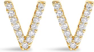 House of Brilliance 10K Gold 1/10 Cttw Diamond Initial A to Z Stud Earring