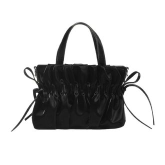 Generic Pleated Handbag for Women for Party Wedding Clutches Bag Tote Bag (Black)