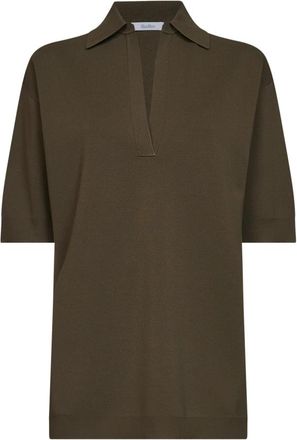 Max Mara Mxmalpino Lange Viscose Trui - Dames - V-hals truien - Groen - XS - Truien & Vesten